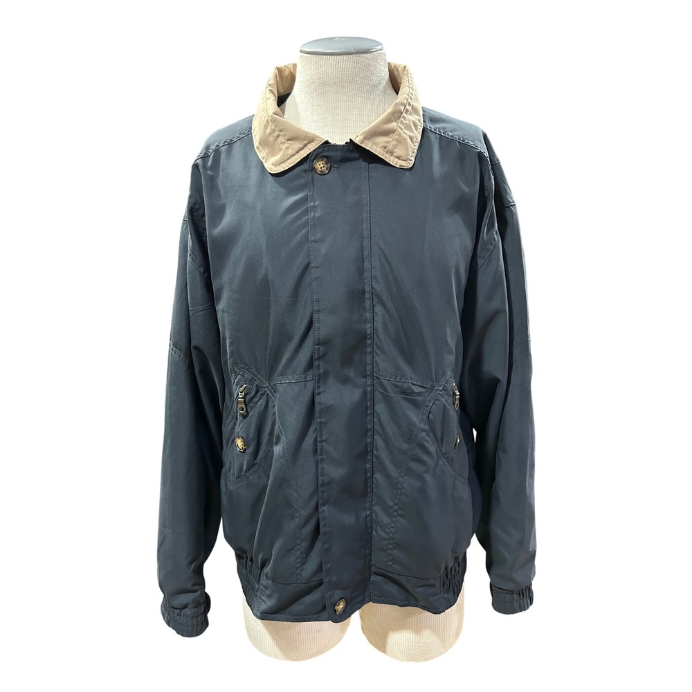 Winner Mate Mens Windbreaker Jacket XL Navy Blue Microfiber Water Resistant